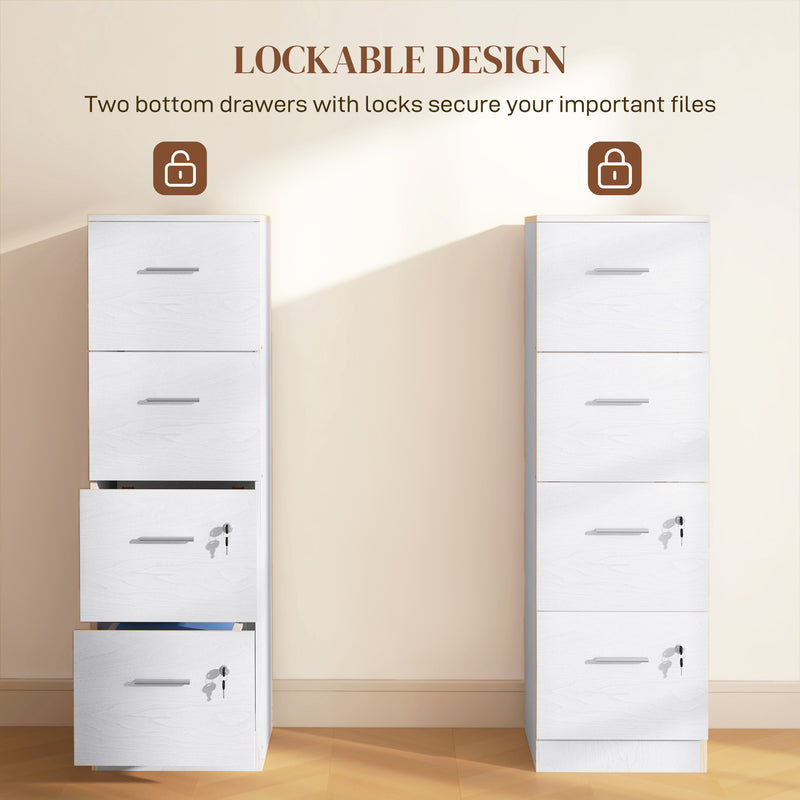 White 4-drawer lockable filing cabinet – image 6