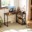 L-shaped corner desk – rustic brown – image 2