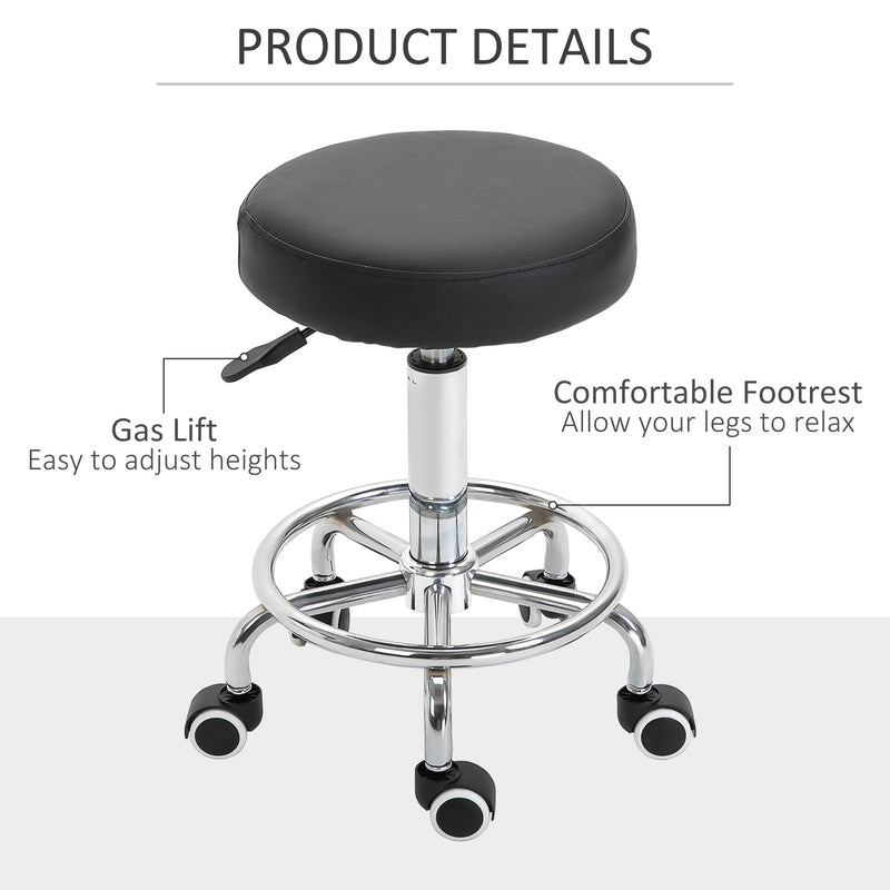 Black round rolling stool – image 8