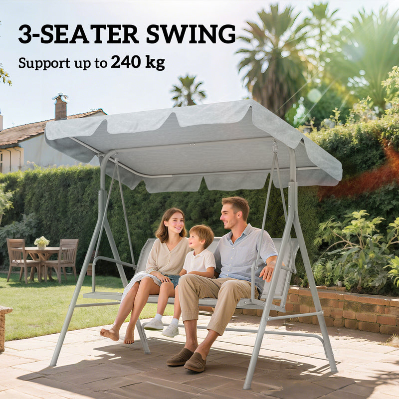 3-seater sling garden swing light grey – image 7
