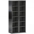 Set of 2 CD Media Display Shelf Unit Tower Rack with Adjustable Shelves, High Gloss Black
