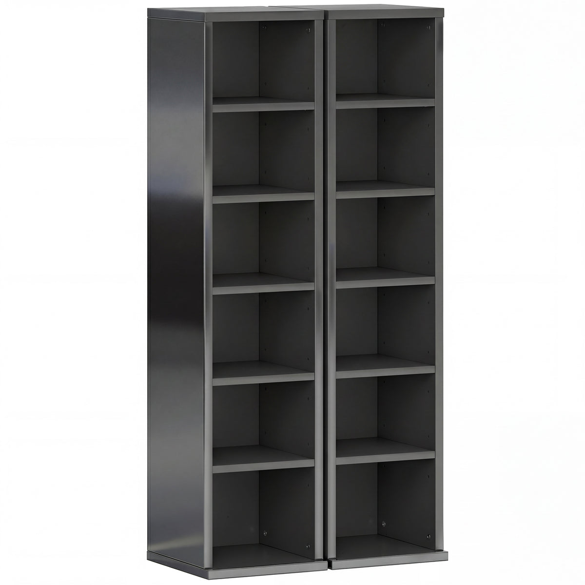 Set of 2 Adjustable CD Media Storage Towers – High Gloss Black