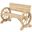 Outsunny Fir Wood 2-Seater Outdoor Garden Wagon Wheel Bench, Natural Wood Finish – view 10