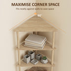 Bamboo Storage Shelf, 5-tier Corner Shelf, Freestanding Shelving Unit for Living Room, Home Office, Natural Wood Finish