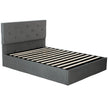 Dark grey velvet king size ottoman bed with diamond-tufted headboard