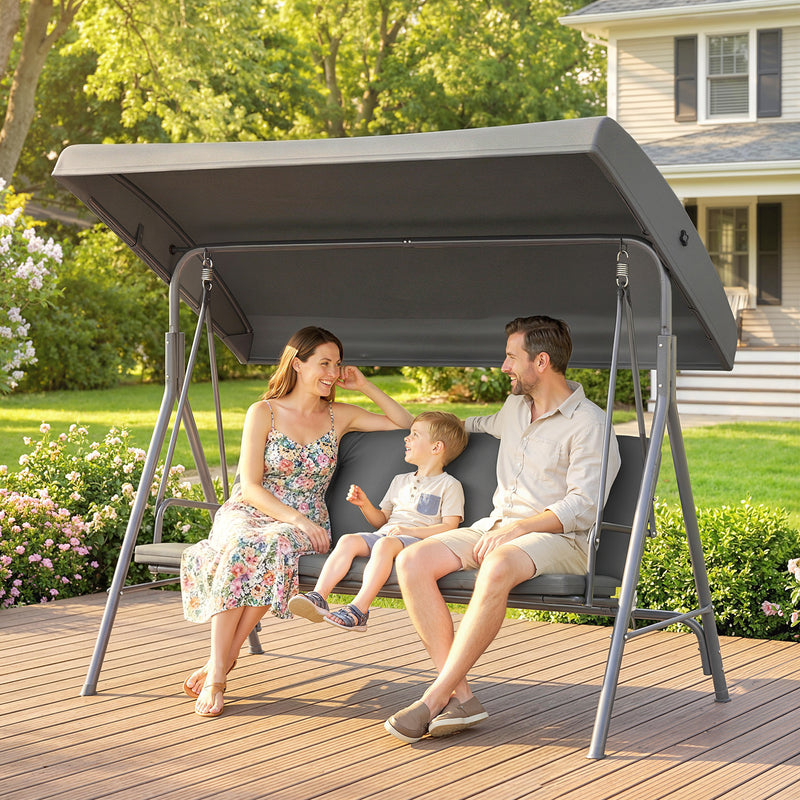 Outsunny Three-Seater Garden Swing Seat - Dark Grey – view 9