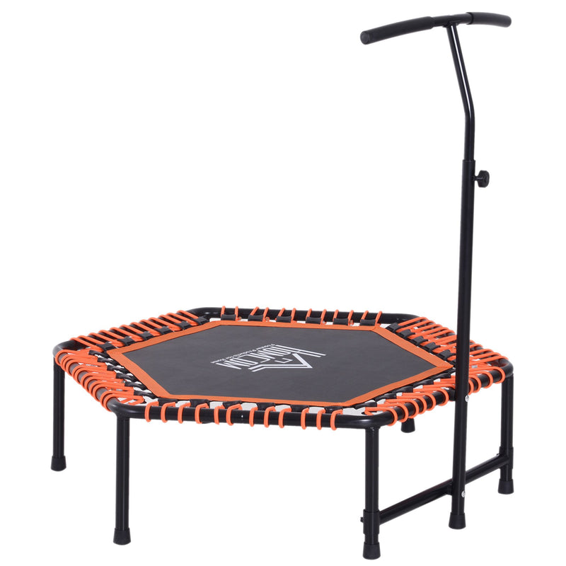 Black and orange mini fitness trampoline with T-bar handle