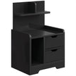 HOMCOM Bedside Table, Small Bedside Cabinet with 2 Drawers and Storage Shelves for Bedroom, Black Wood Effect