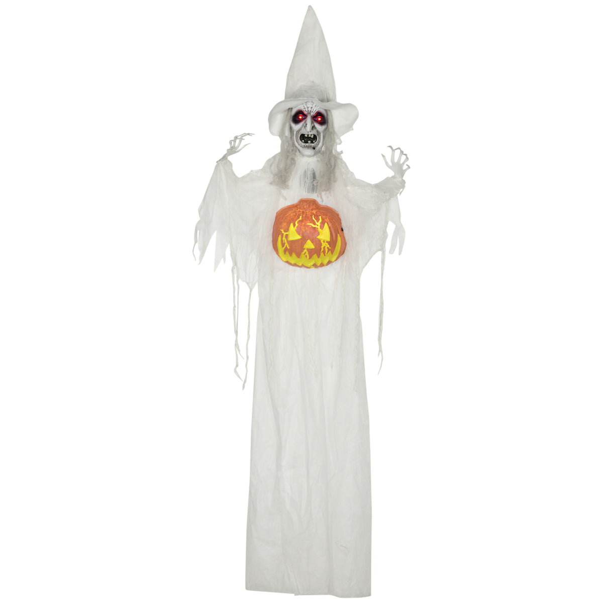 183cm Hanging Witch with Pumpkin, Glowing Eyes & Sound – image 1 of 9