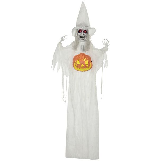 183cm Hanging Witch with Pumpkin, Glowing Eyes & Sound – image 1 of 9