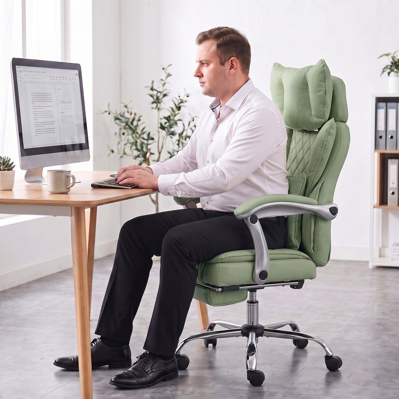 HOMCOM Executive Office Chair, PU Big and Tall Office Chair 180 kg with Wide Seat, Reclining, Lumbar Support, Light – view 9