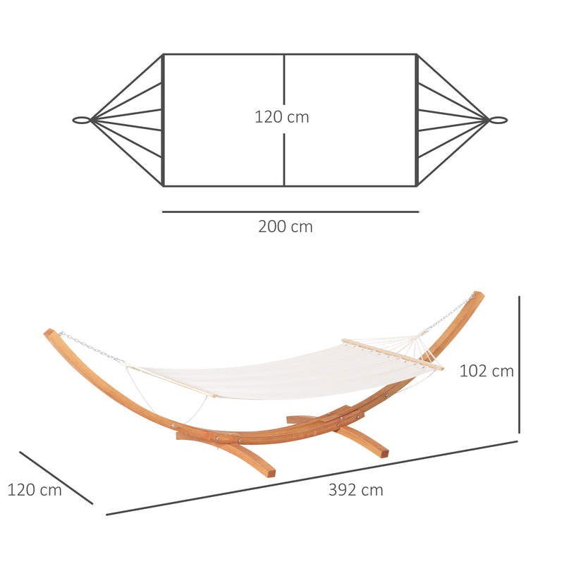 Outsunny Outdoor Garden Hammock with Wooden Stand Swing Hanging Bed for Patio White – view 3