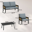 Outsunny 4 Seater Rattan Garden Furniture Set with 2 Armchairs, Loveseat, Coffee Table, Garden Sofa Set with Cushions – view 3