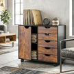 HOMCOM Multi-Storage Mobile Office Storage Cabinet - Rustic Brown – view 9
