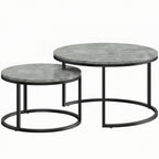 Set of Two Cement-Effect Stacking Tables - Grey