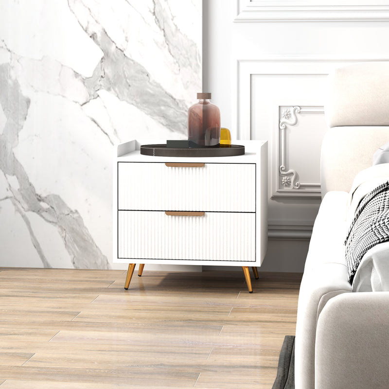 White 2-drawer bedside table – image 7