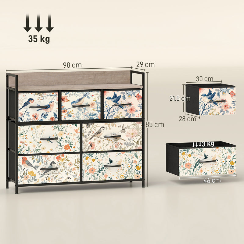 Wide 7-drawer fabric chest of drawers – image 3