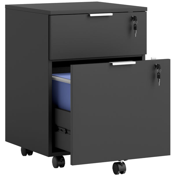 HOMCOM Two-Drawer Lockable Filing Cabinet - Black