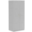 Grey double wardrobe with panel doors and silver-tone handles
