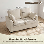 2 Seater Sofa, Corduroy Small Couch with Spring Cushion, Wide and Deep Seat, Beige