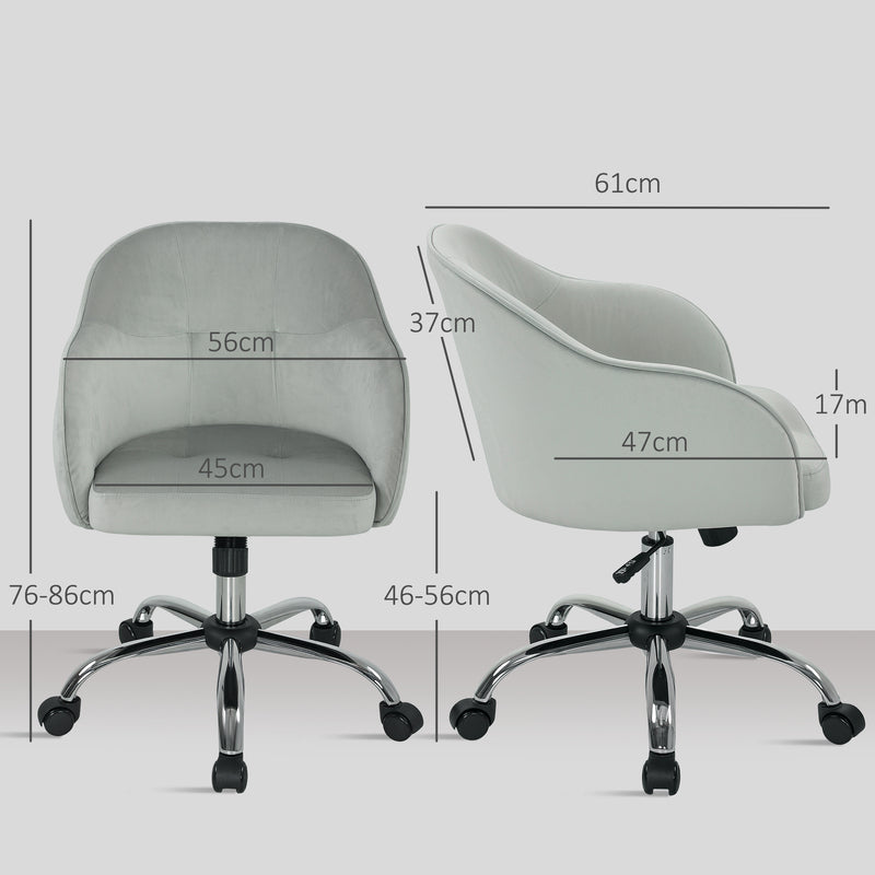 HOMCOM 46-56 cm Velvet-feel Office Chair - Grey – view 3