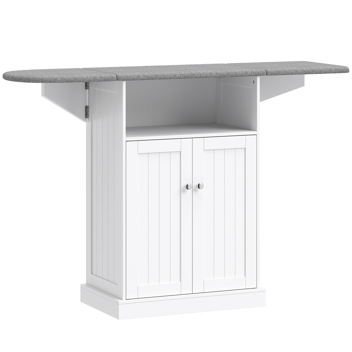 HOMCOM Ironing Board Cabinet on Wheels with Foldable Top, Mobile Storage Cabinet with Ironing Board, Open Compartment
