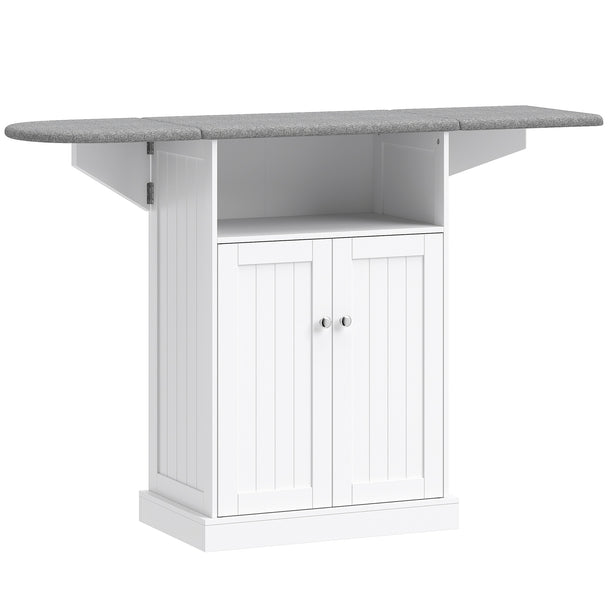 HOMCOM Ironing Board Cabinet on Wheels with Foldable Top, Mobile Storage Cabinet with Ironing Board, Open Compartment