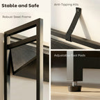 Bookshelf 5-Tier Metal Frame Bookcase Storage Shelves for Living Room Black