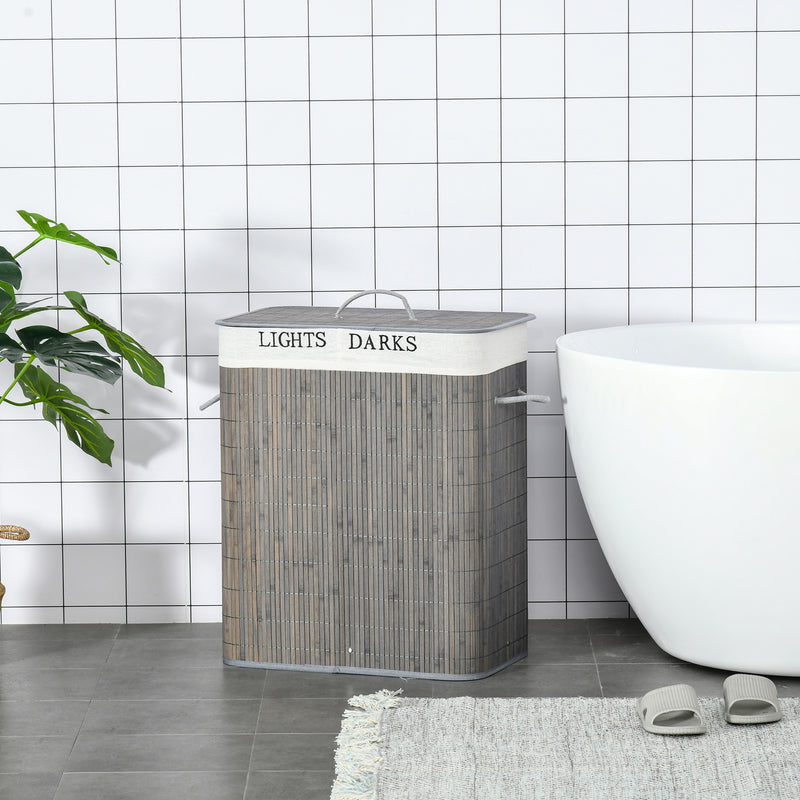 Grey 2-section laundry basket – image 2