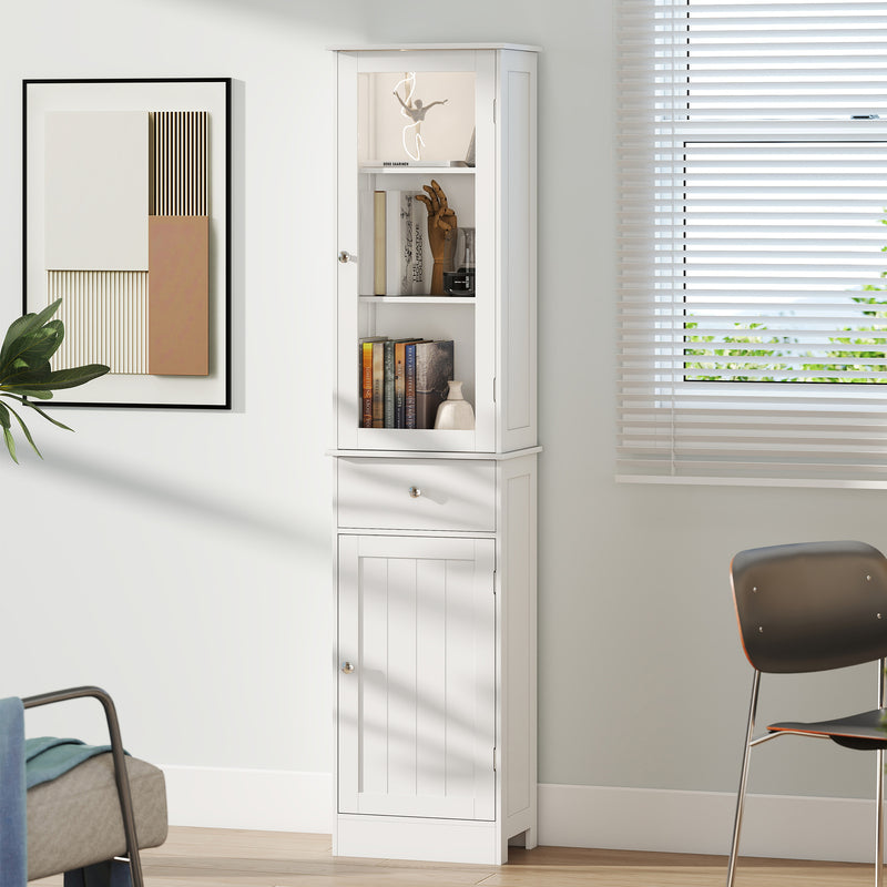 Tall slim white bathroom cabinet – image 9