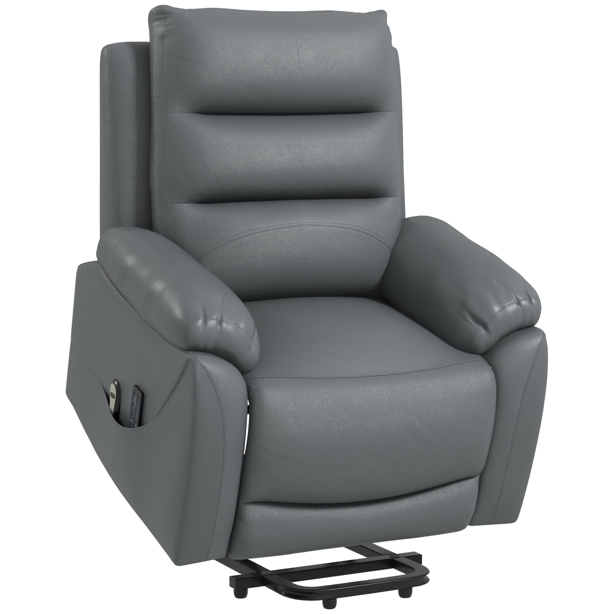 135° Power Lift Massage Recliner – Grey Faux Leather