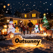 Illustrative Christmas scene with several inflatable decorations