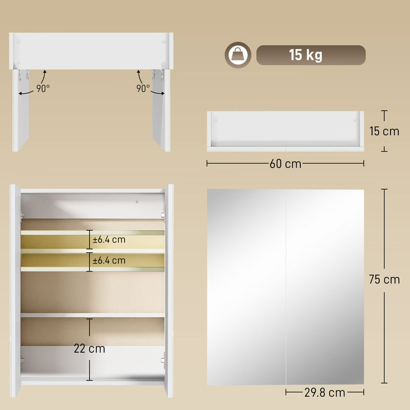 Double door mirrored bathroom cabinet – image 3
