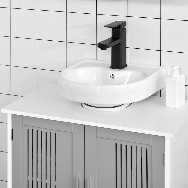 Grey slatted under sink cabinet – image 8