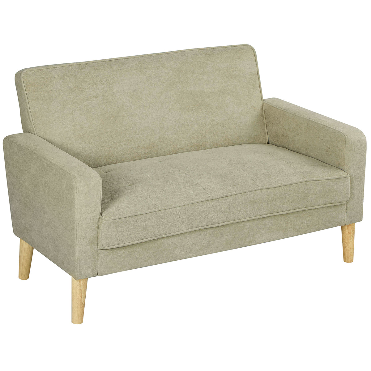 130 cm Velvet 2-Seater Sofa with Tufted Back – Beige
