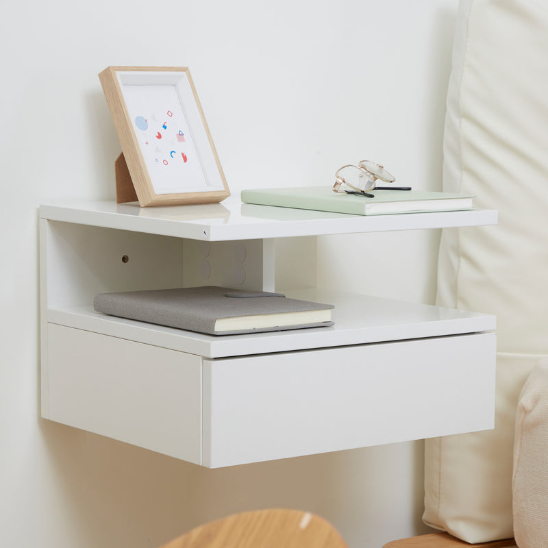 Floating gloss white bedside tables – image 6