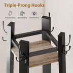 Industrial-Style Four Shelf Coat Stand - Grey/Black