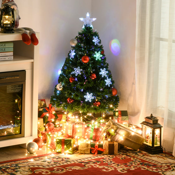 3ft fibre optic Christmas tree with LED snowflakes – image 2