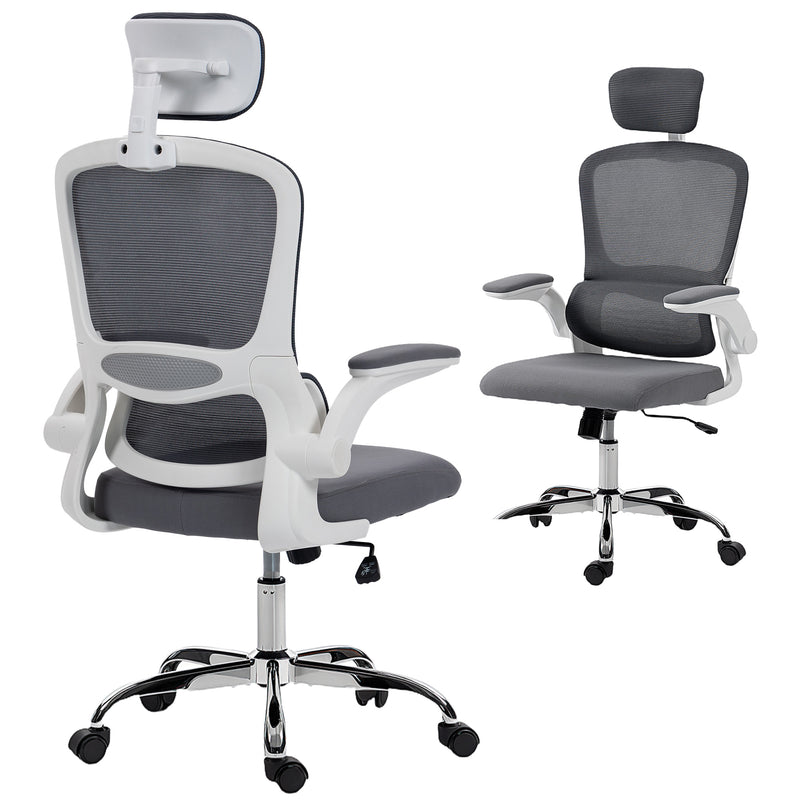 HOMCOM Mesh Back Office Chair, with Lumbar Support - Charcoal Grey – view 10
