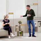 Side Table, Narrow End Table with Storage Shelves, S-Shaped, 3-Tier, 50W x 19.5D x 58H cm, Grey