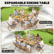 Extending acacia wood garden table with parasol hole – image 4