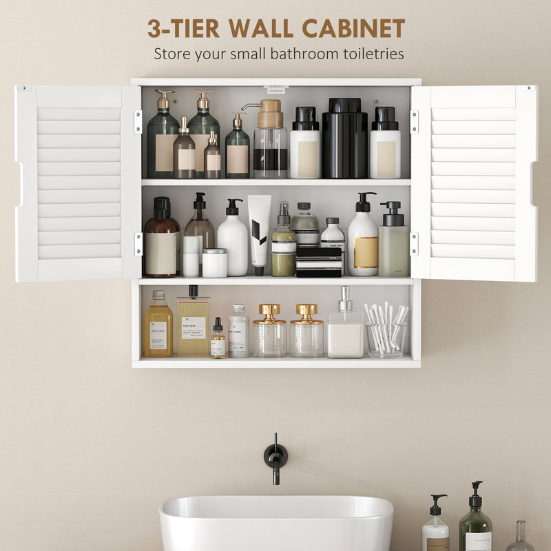 60 cm louvred bathroom wall cabinet in white – image 4