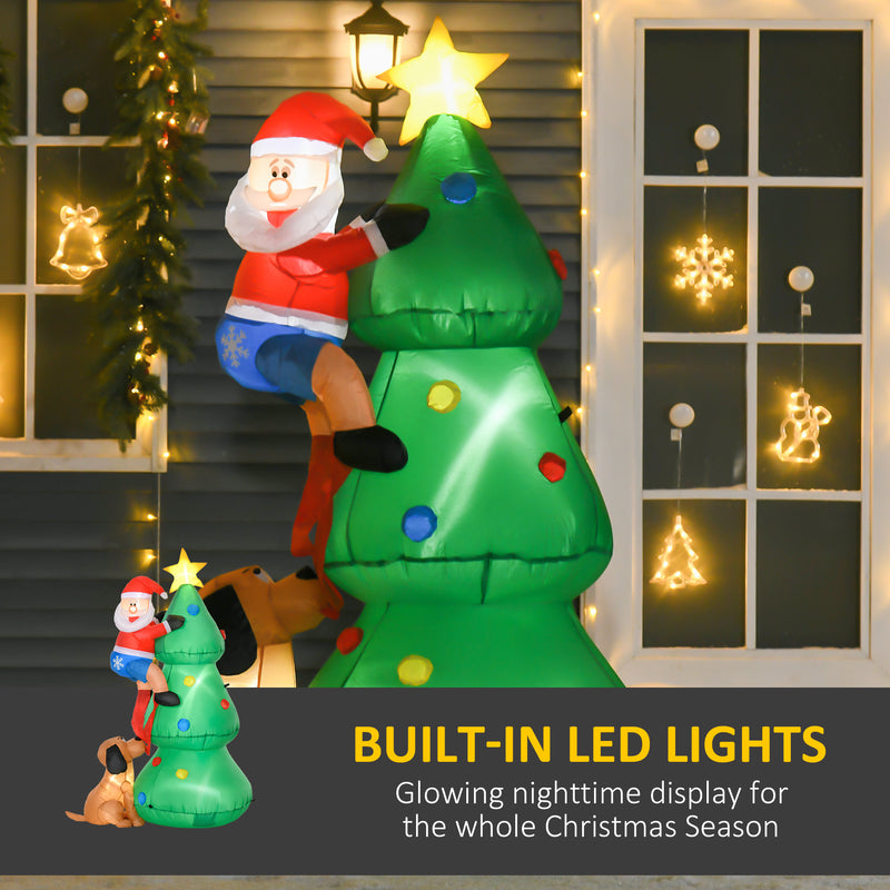 LED lighting on the 6ft Christmas tree and Santa dog inflatable