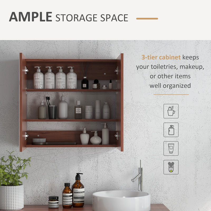 Light walnut double door mirror cabinet – image 4