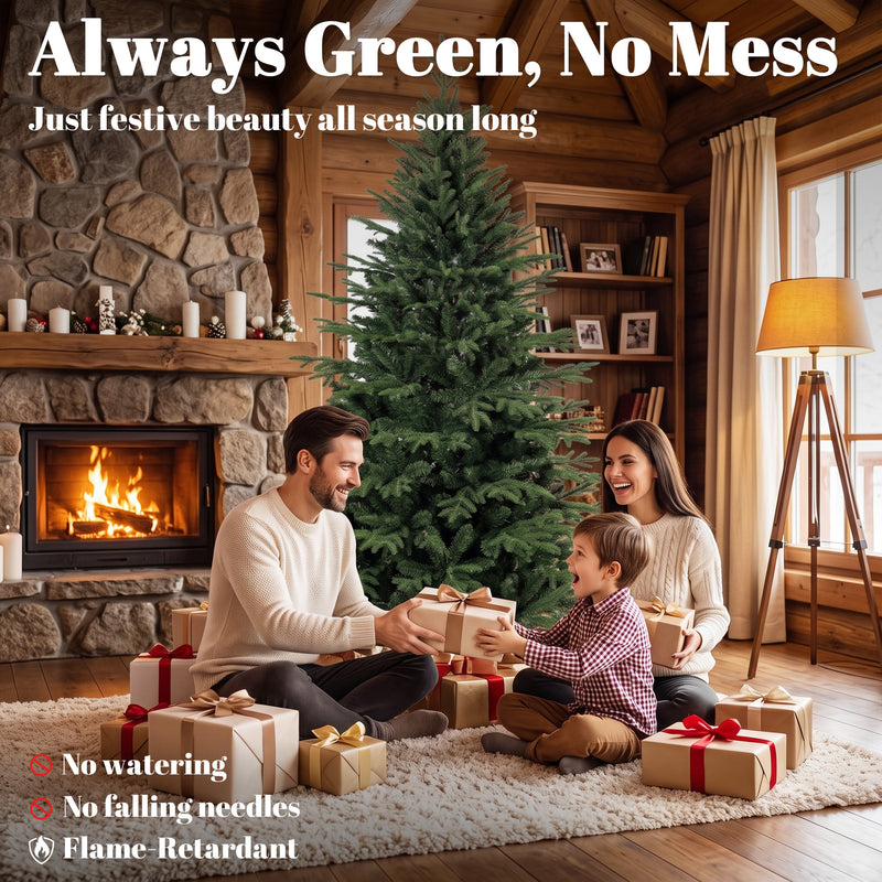 6ft Christmas tree with pine wood stand – image 4