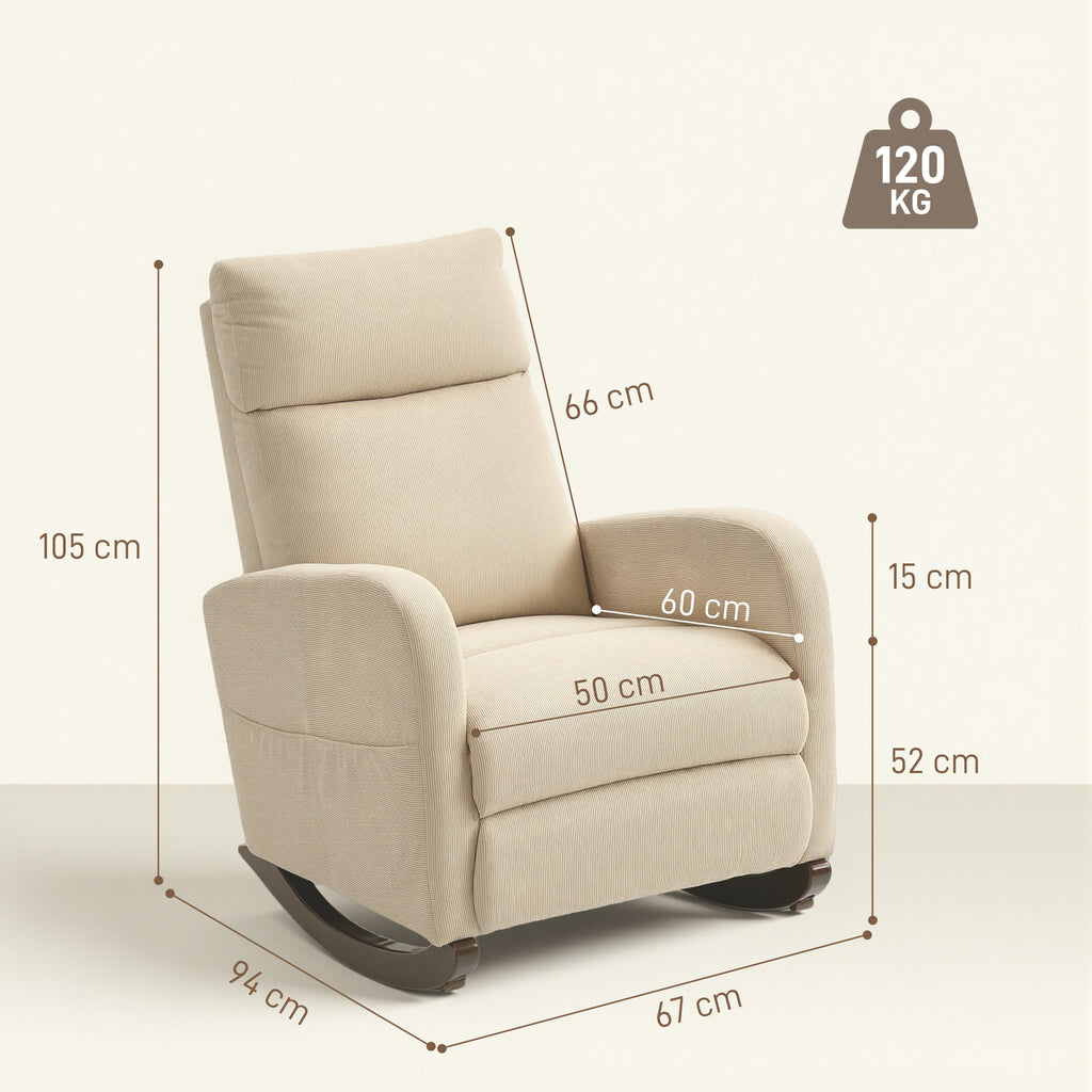 Corduroy Rocking Armchair - Beige