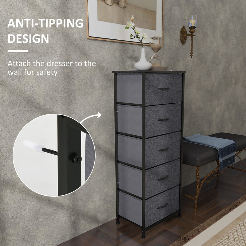 Tall 5-drawer fabric chest – image 5