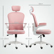 Vinsetto Multi-Adjustable Office Chair, with Lumbar Support, Headrest and Mesh Back - Pink – view 3
