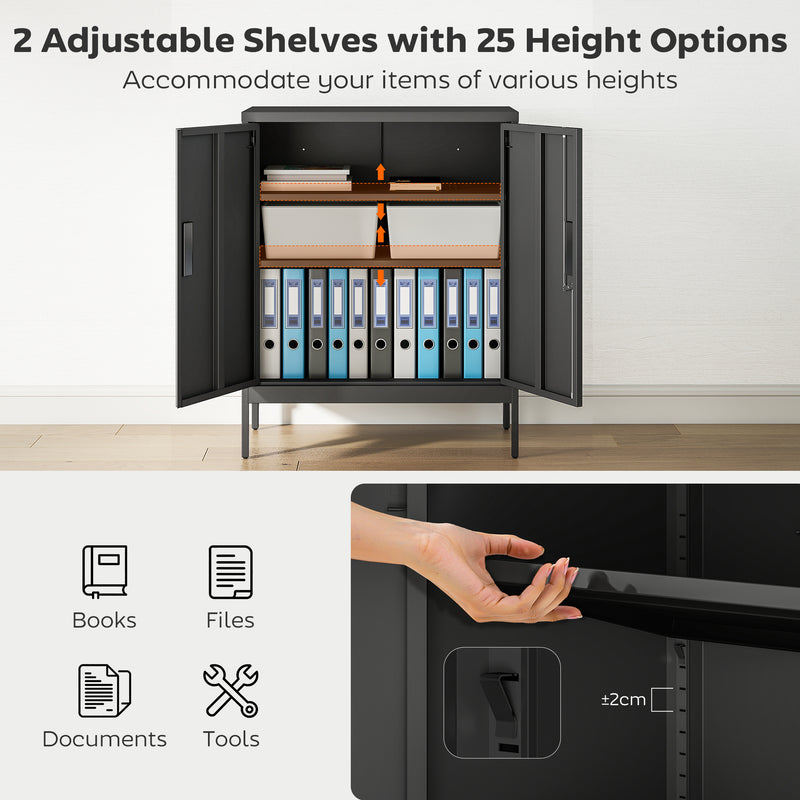 HOMCOM Metal Storage Cabinet with Lock and Adjustable Shelves - Black – view 4
