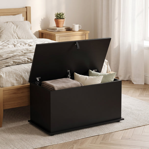 HOMCOM Storage Chest, 102L Blanket Box, Shoe Bench with Safety Hinged Lid, Bed End Bench for Bedroom, 80 x 40 x 45cm – view 2